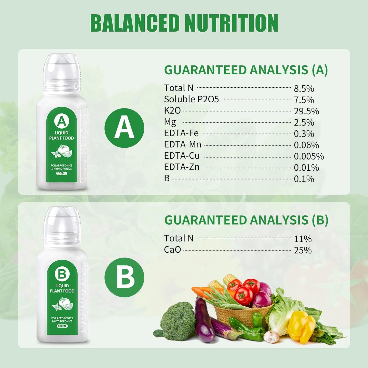 Solución hidropónica A & B 27.1oz para hierbas y verduras