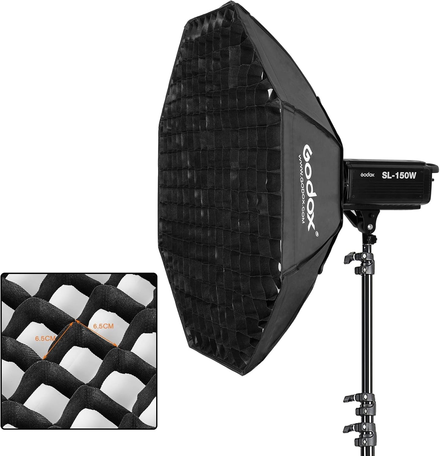 Caja blanda rejilla panal 95cm soporte Bowens