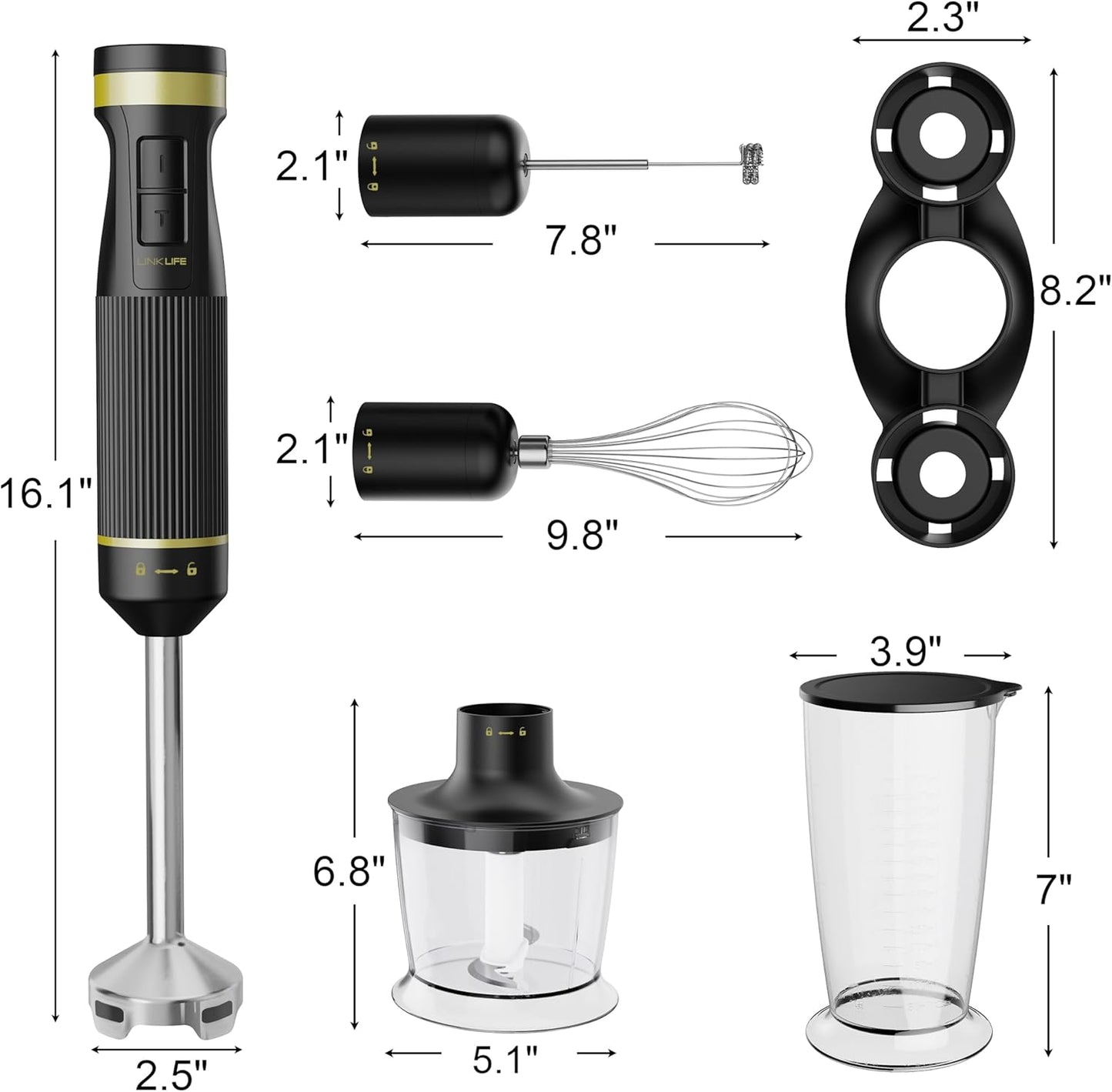 Batidora inmersión 1200W plástico negro