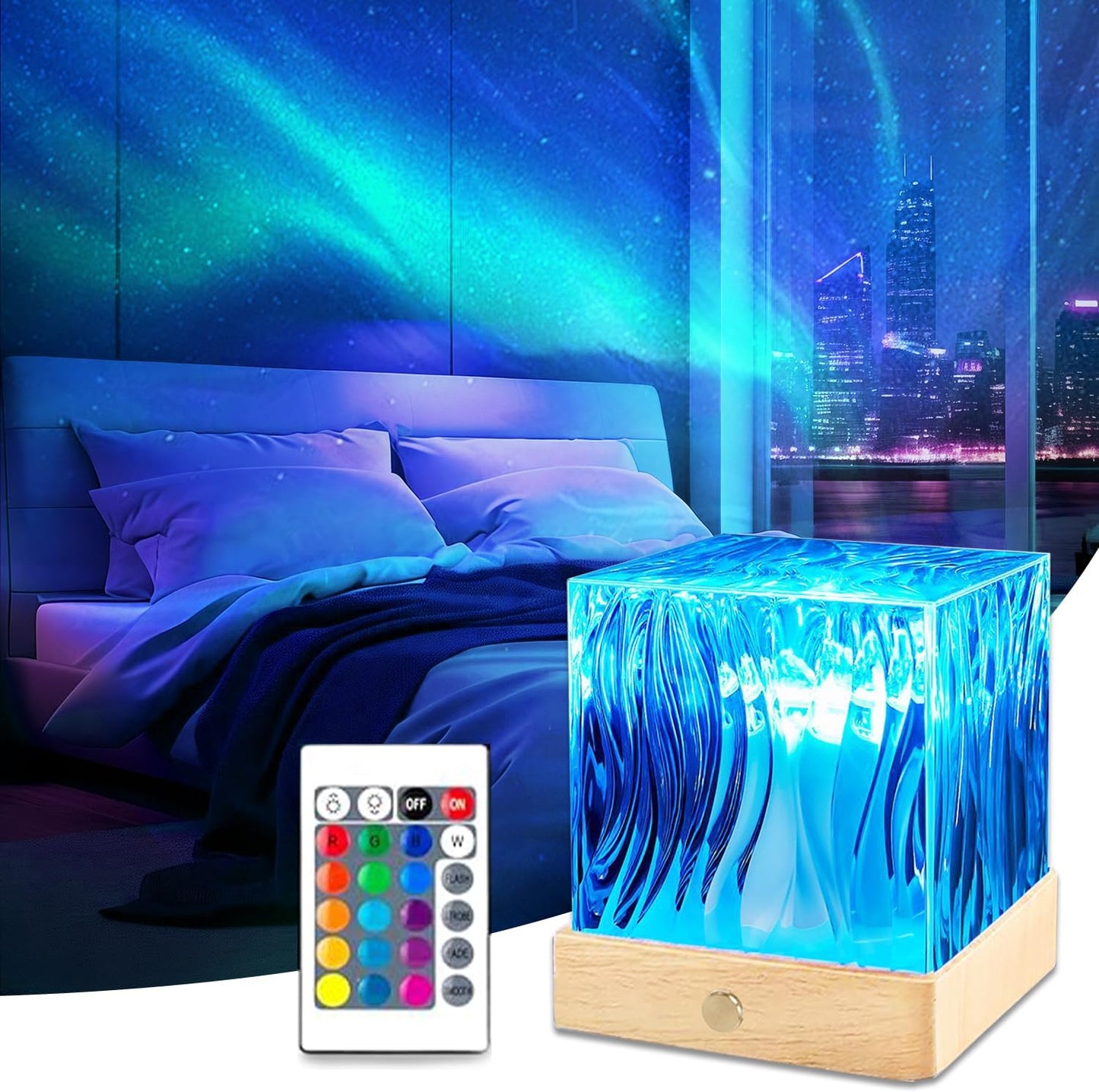 Lámpara ducha LED 16 colores control remoto recargable