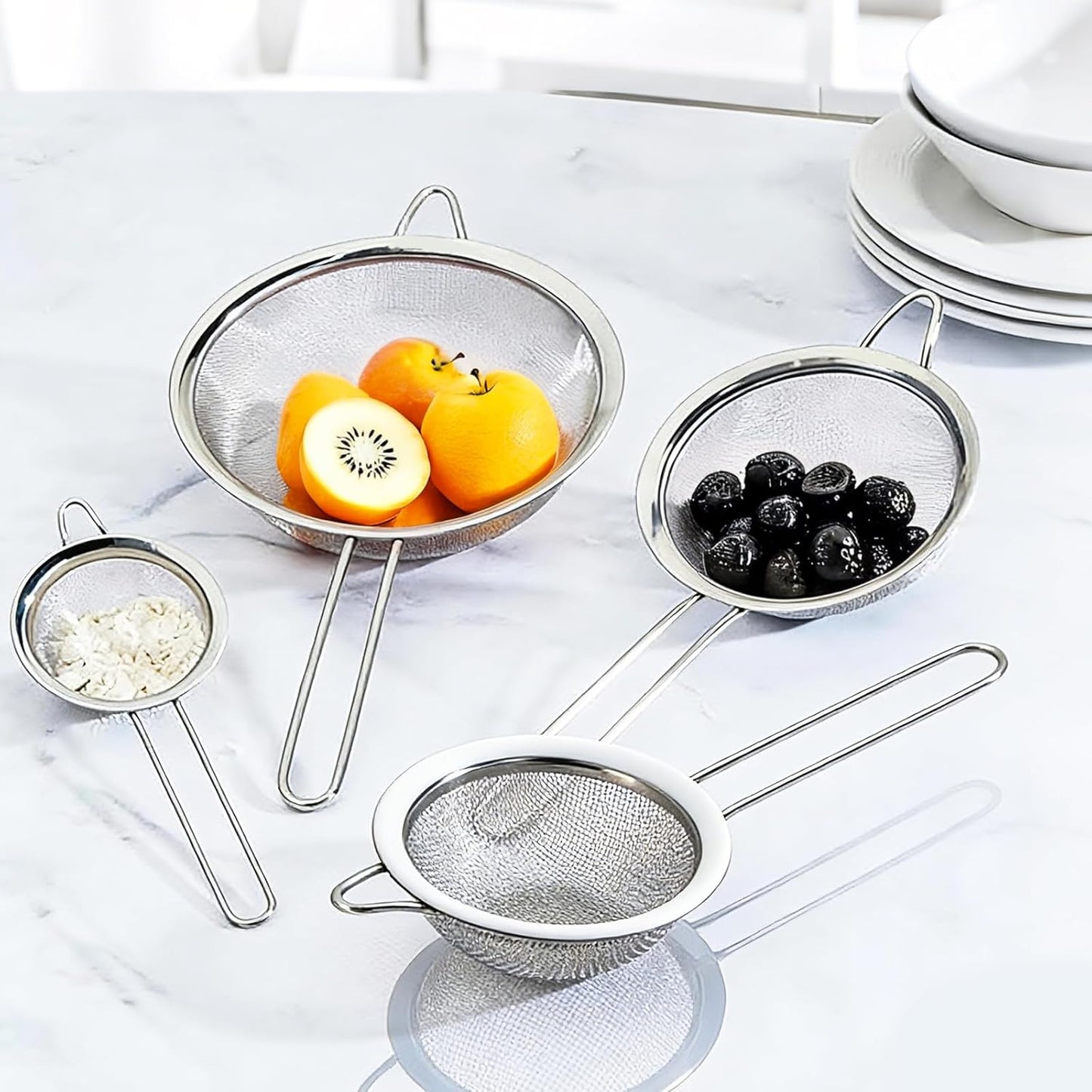 Set 6 Coladores Acero Inox Tamaños Varios Para Hornear