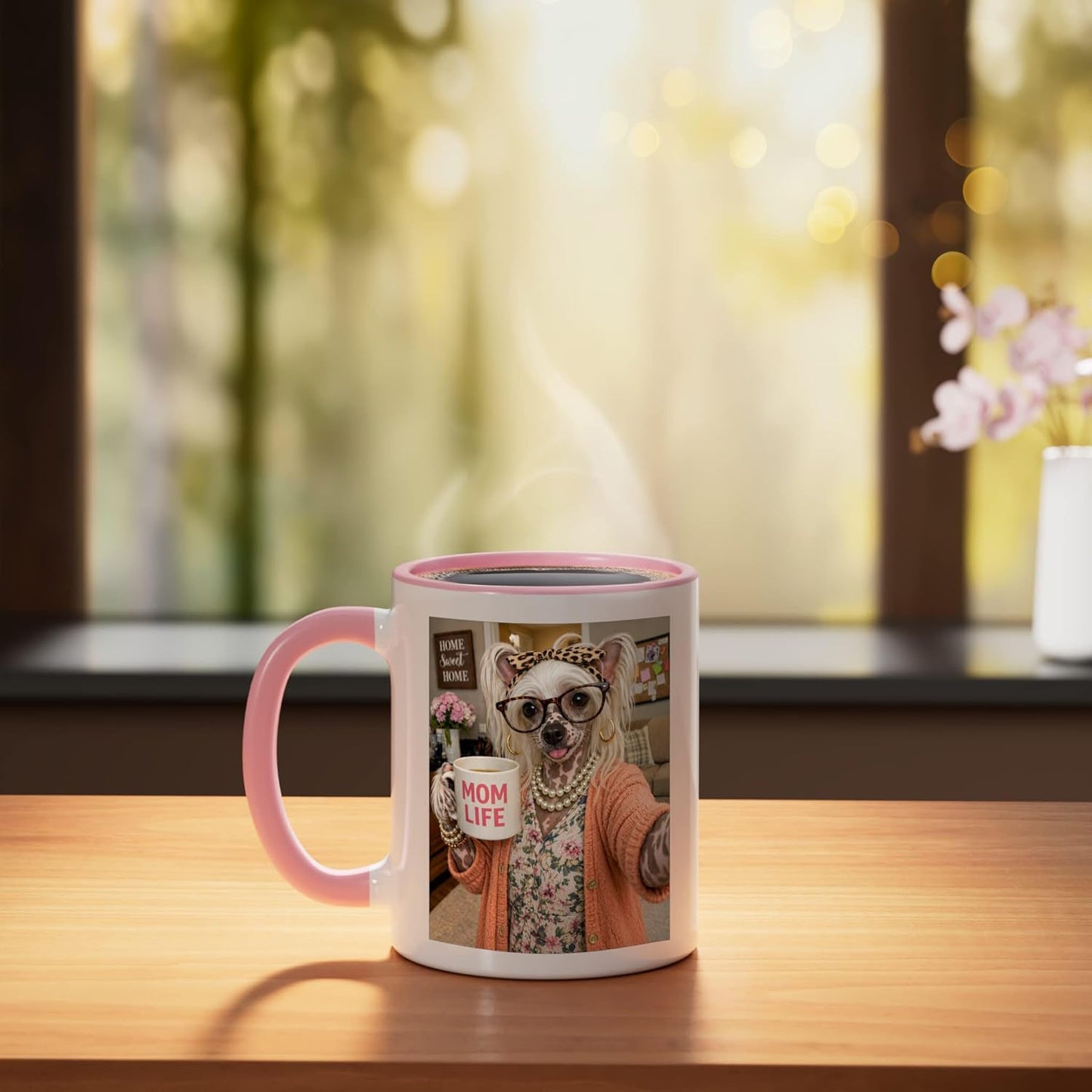 Taza Cerámica Amor Mamá Perro Chino Crestado