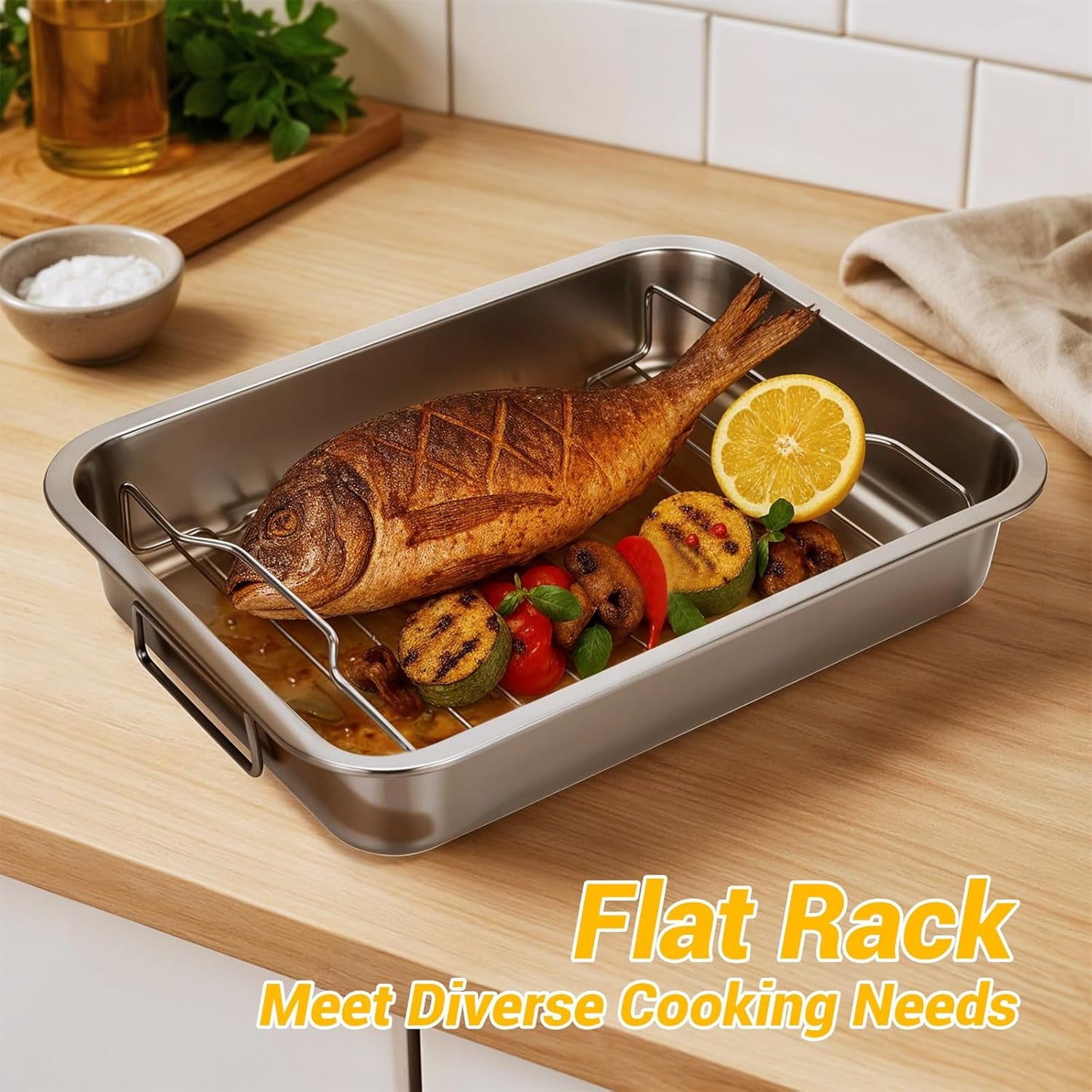 Sartén de acero inoxidable Tifanso con mangos y protectores para horno