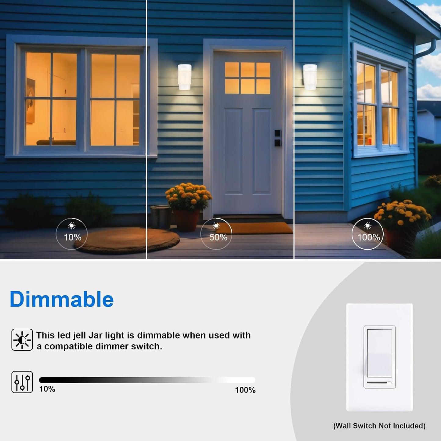 Farol LED pared exterior 3CCT 11W aluminio blanco