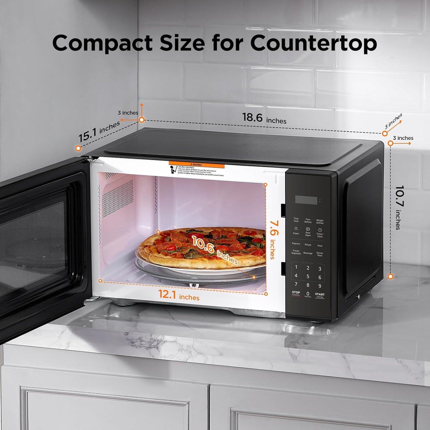 Horno microondas para encimera BLACKDECKER 900 W con 6 ajustes preestablecidos