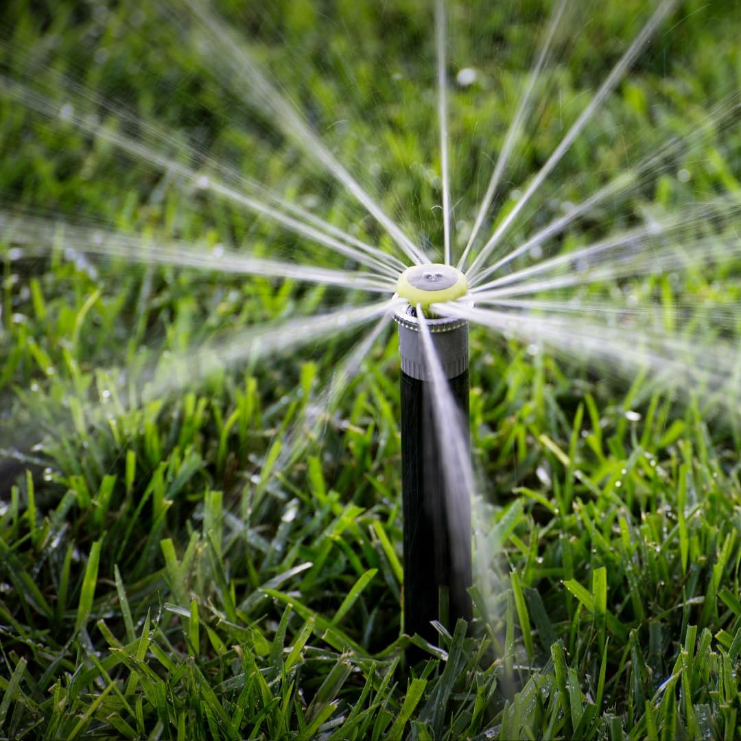 Cabezal spray rotatorio 360° para riego césped gris verde