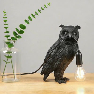 Lámpara mesa búho resina lámpara noche pájaro decoración oficina