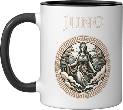 Taza cerámica Juno diosa romana reina de los dioses negra/blanca