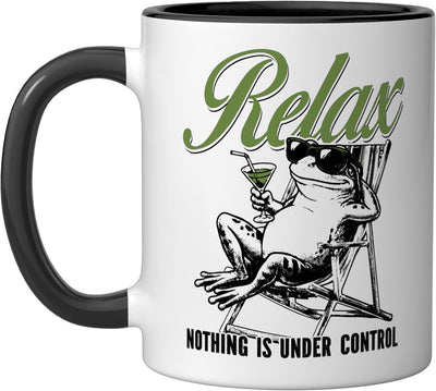 Taza de cerámica para salud mental con mensaje divertido en negro y blanco