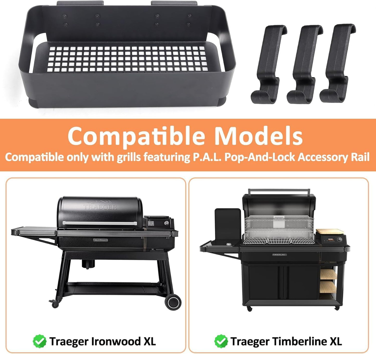 Accesorio Traeger Ironwood 885 con contenedor y 3 ganchos