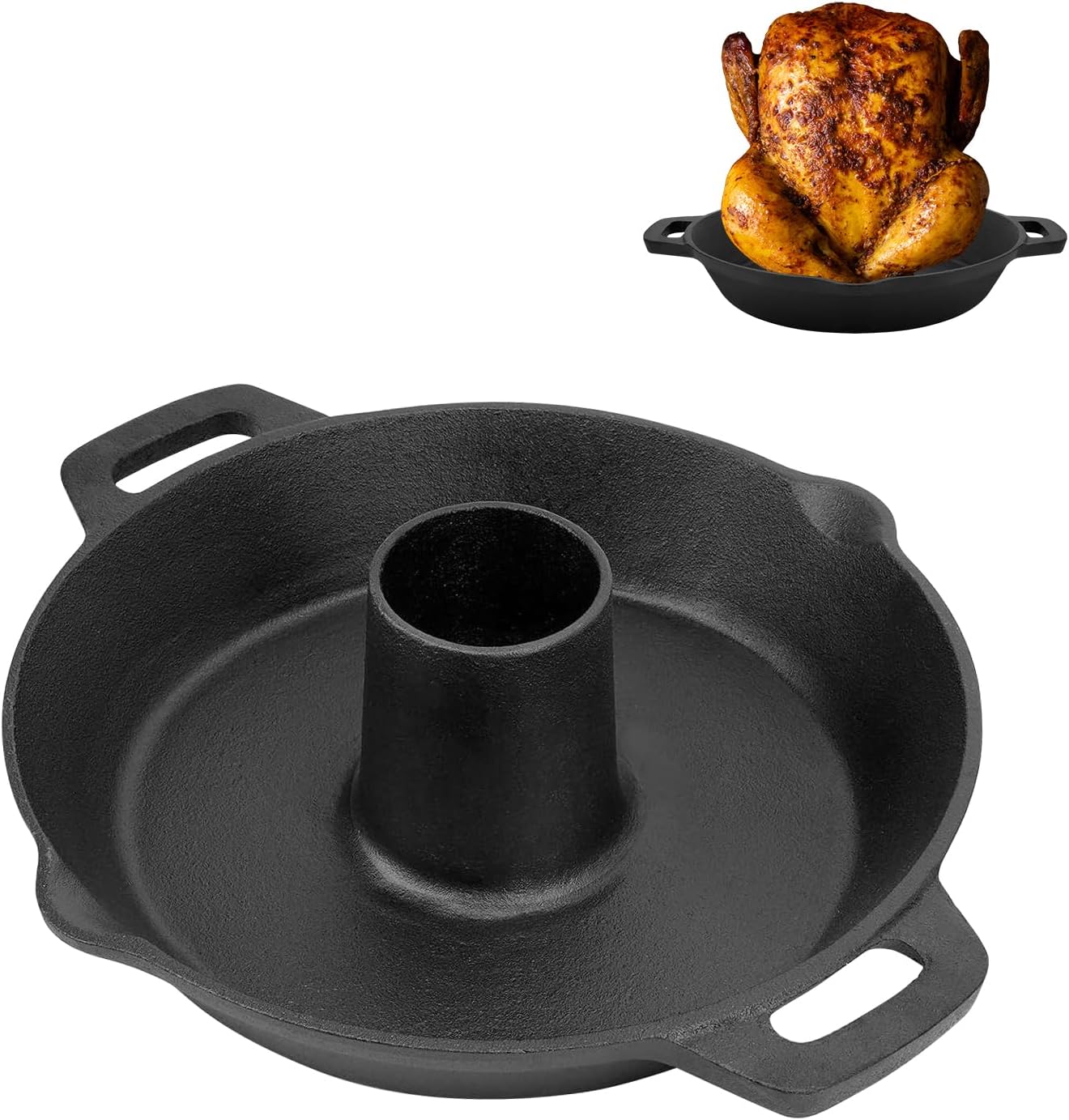 Asador pollo hierro fundido para parrilla y horno