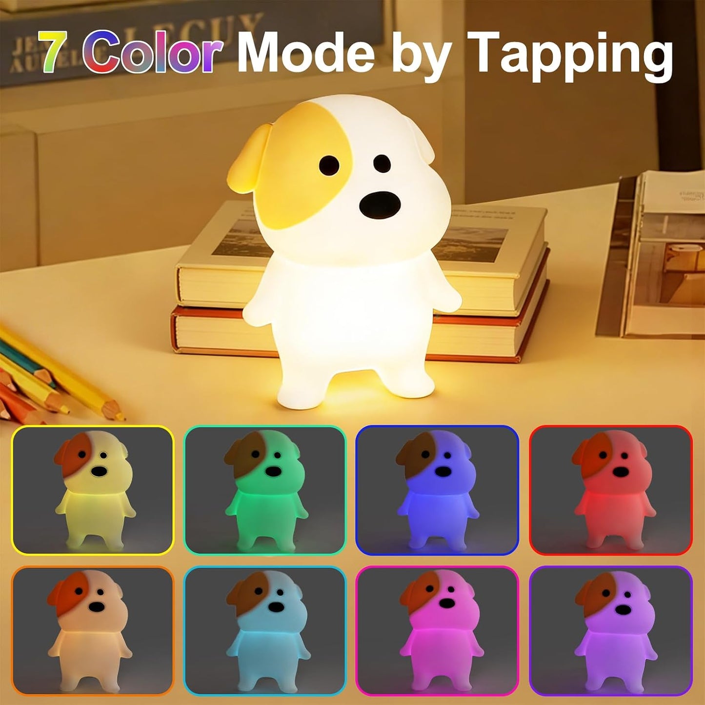 Luz nocturna perro silicona suave 7 colores RGB