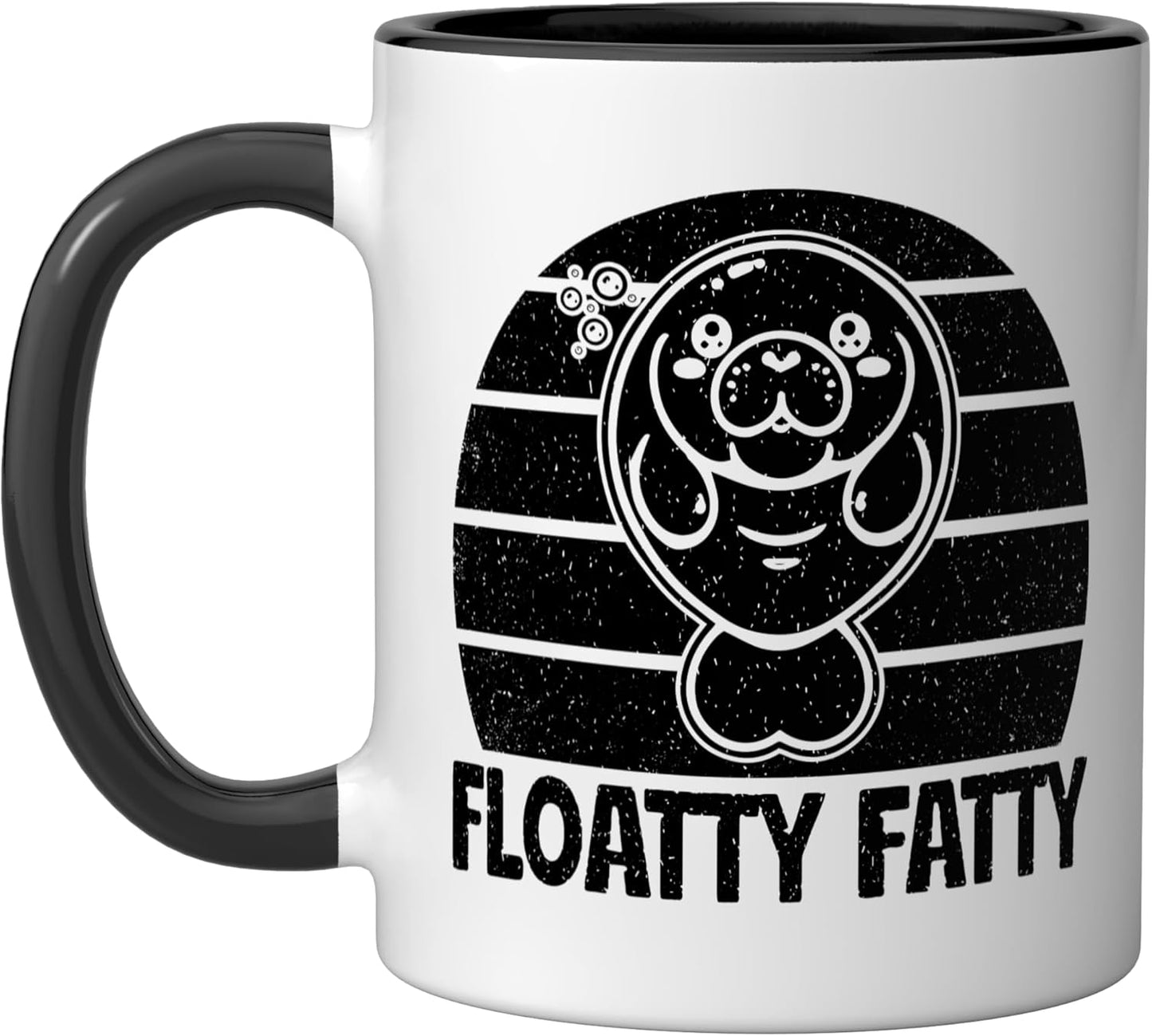 Taza cerámica Funny Manatee negra/blanca
