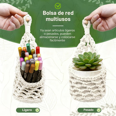 Colgador pared macramé para cestas 4pulg marfil