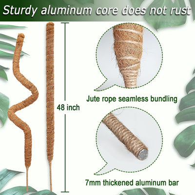 2 Postes Musgo Fibra Coco 48pulg para Monstera Pothos