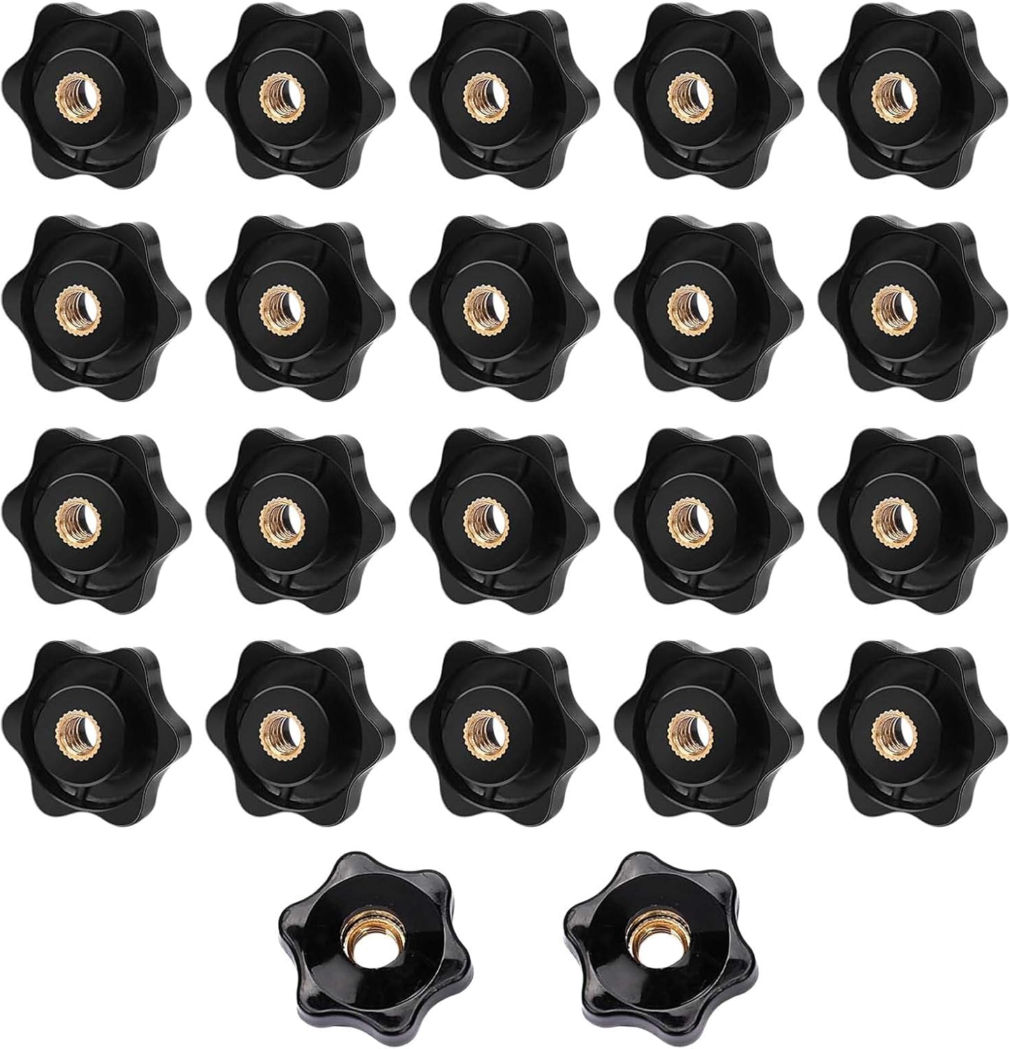 Tuerca hexagonal 1/4-20 con tornillo pasante negra set 20