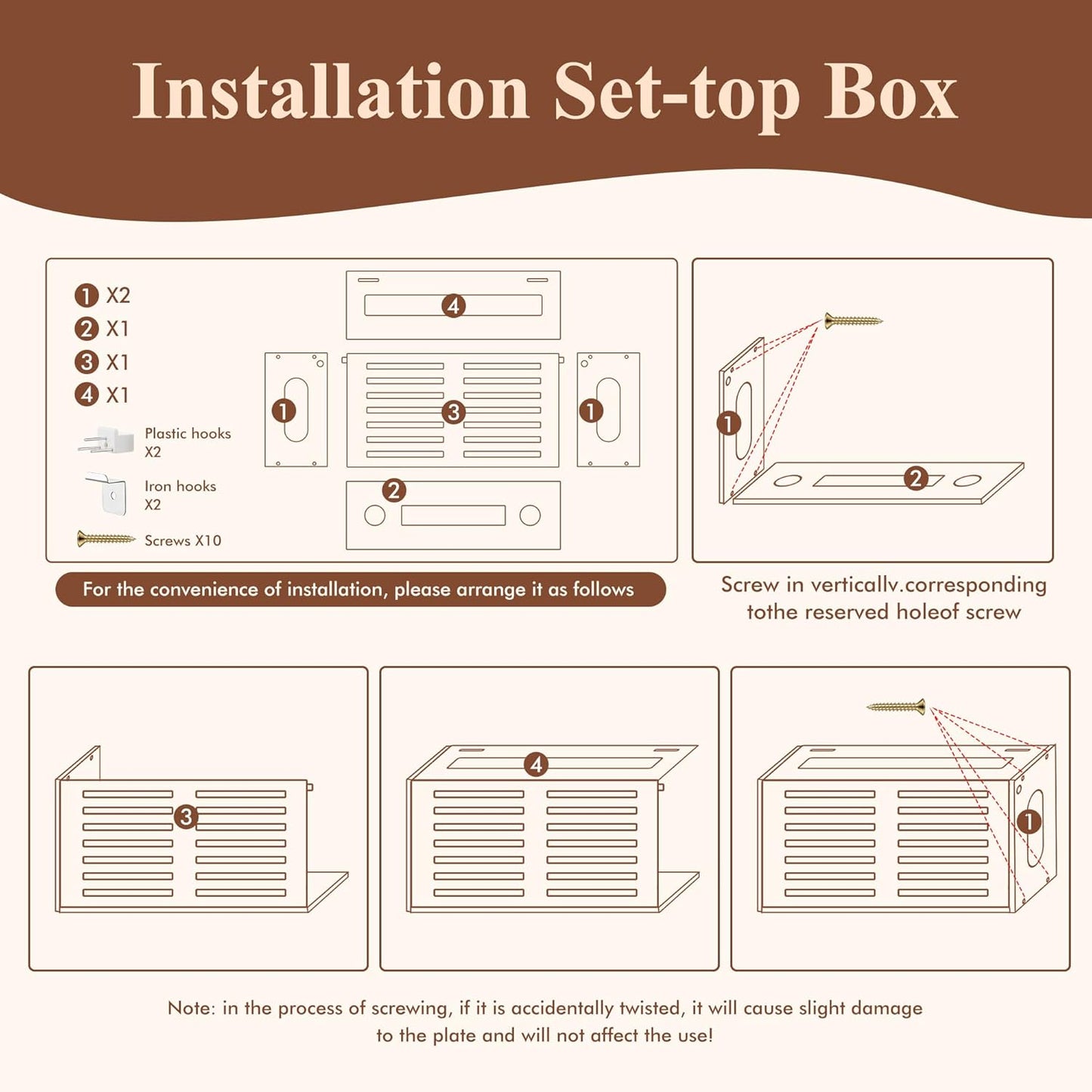 Estante pared para enrutador WiFi y módem 13.9x4.33x7.68pulg