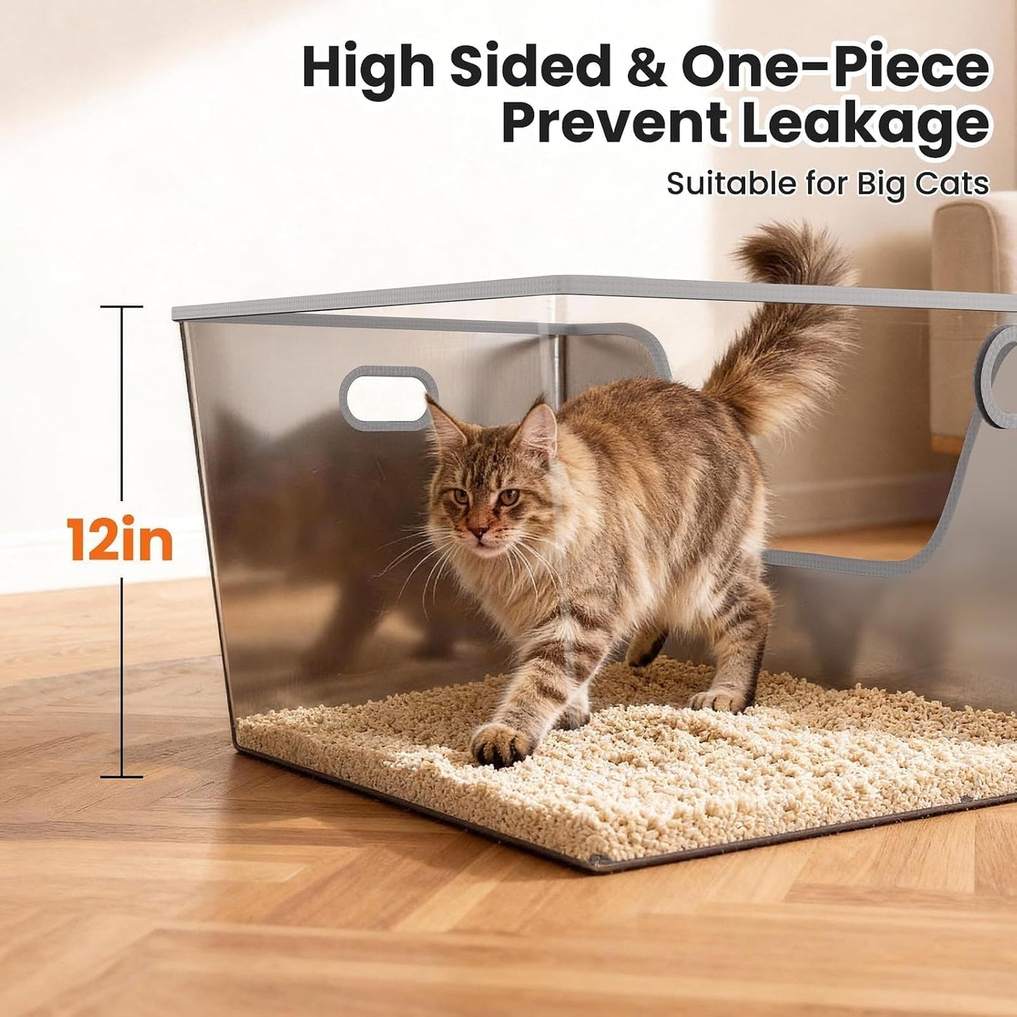 Caja arena acero inox 40L XXL para gatos grandes antifugas
