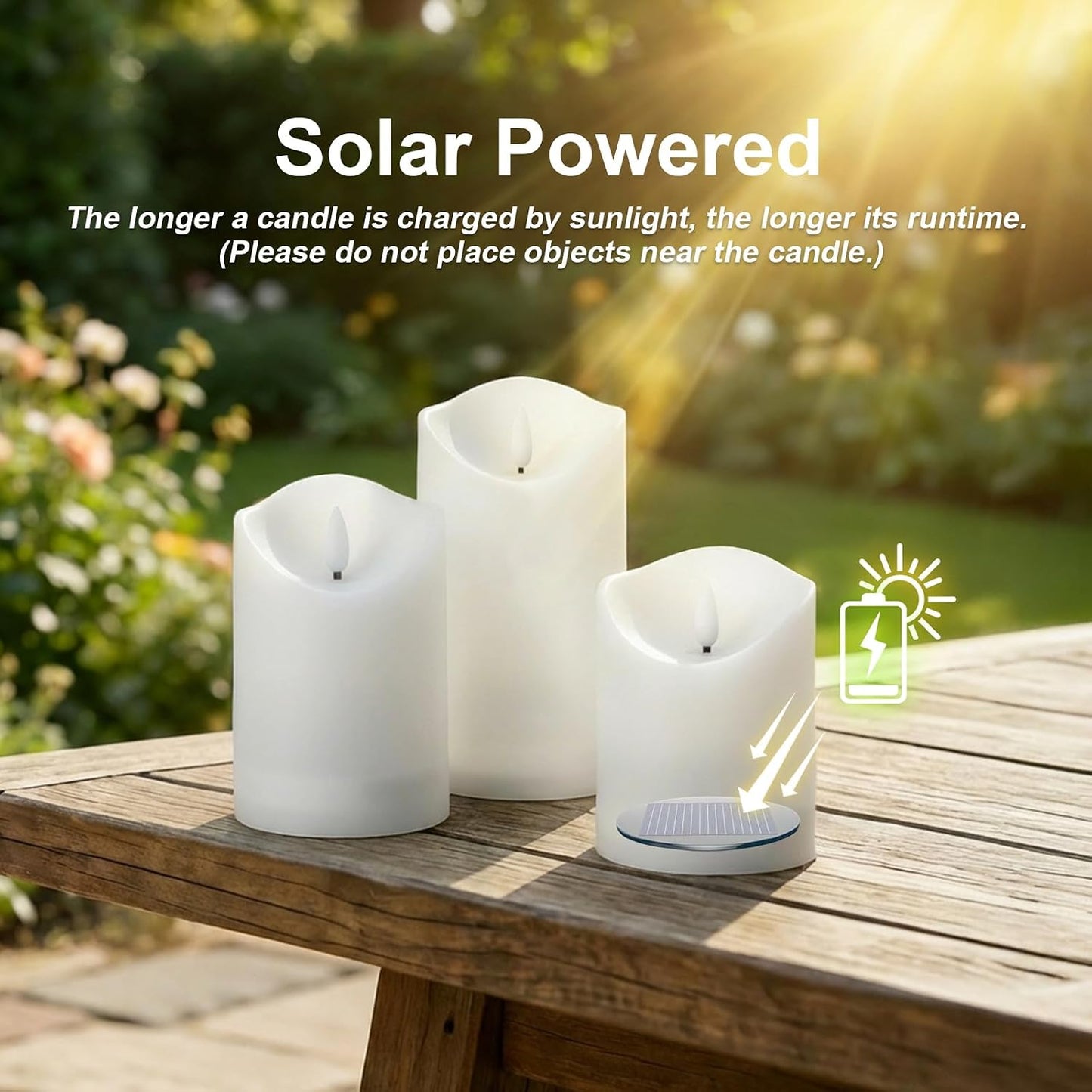 Velas solares impermeables recargables para jardín y patio