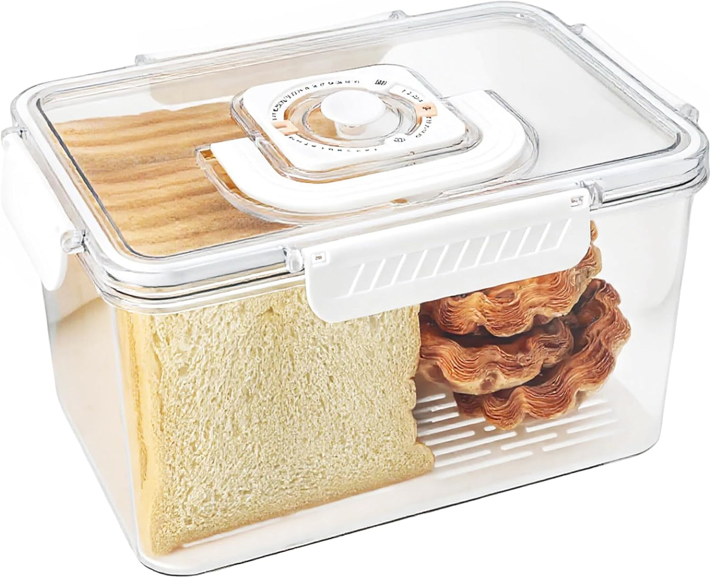 Caja de pan hermética con tapa y asa para almacenamiento portátil