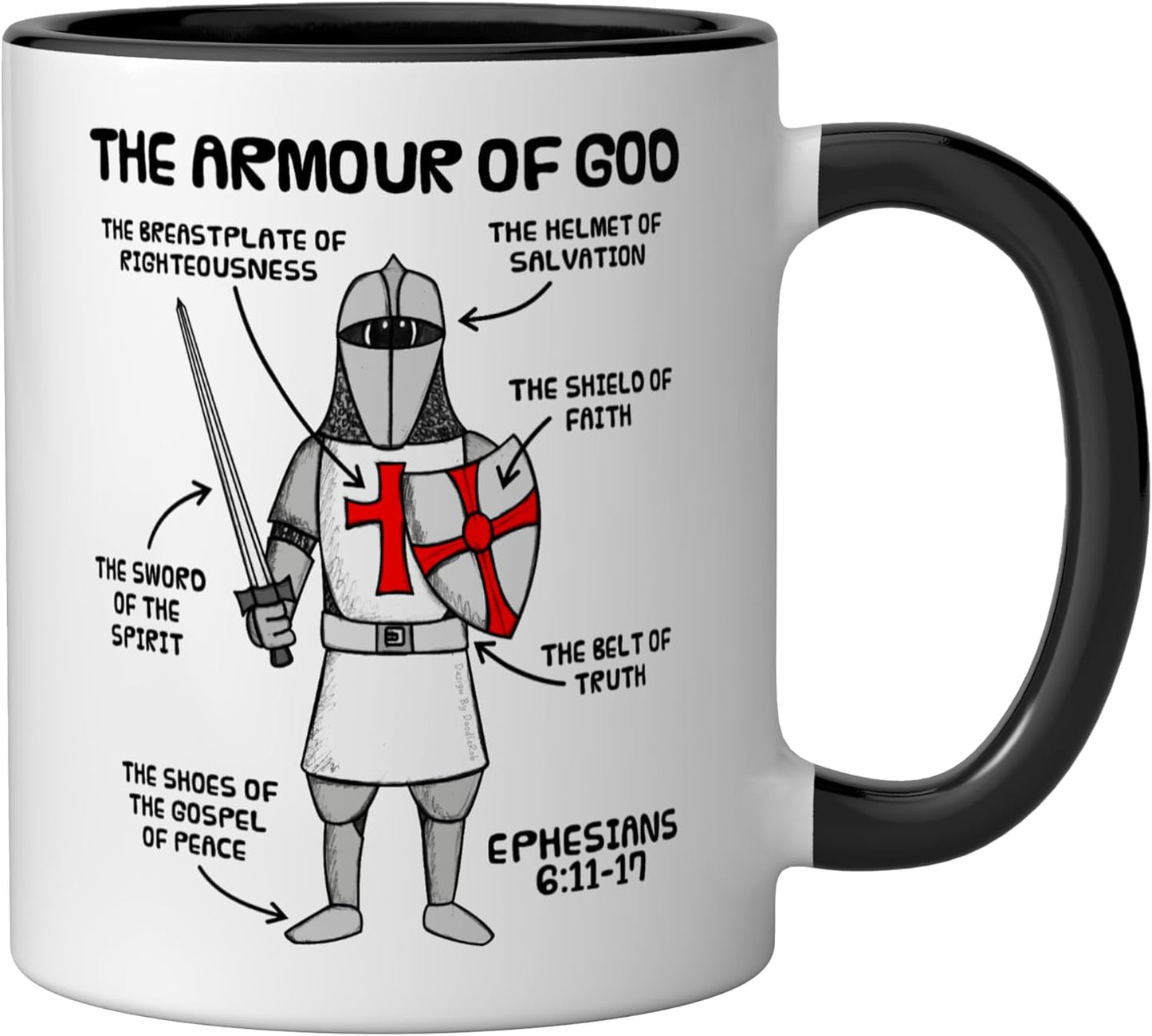 Taza Cerámica Bíblia Efesios 6 Negro/Blanco
