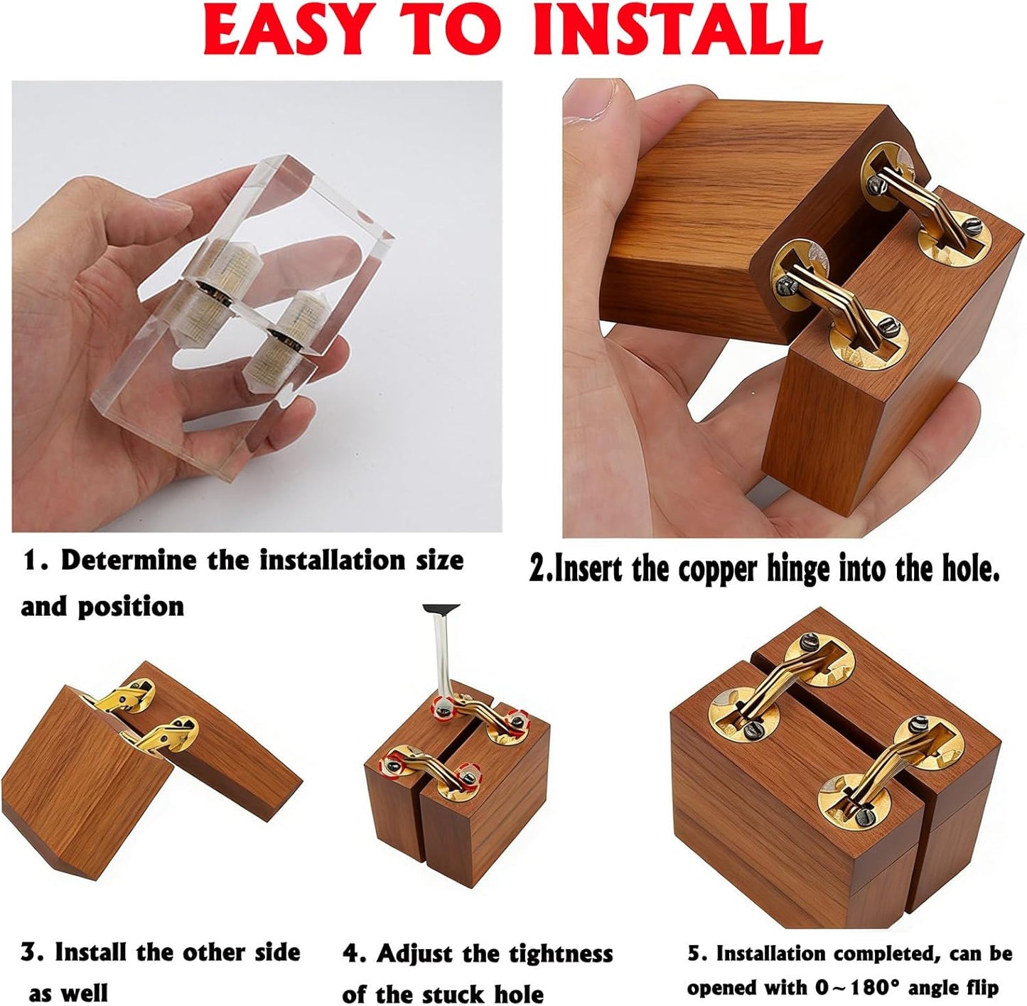 Kit 8 Bisagras Ocultas Latón 0.315-0.394pulg para Puertas Madera