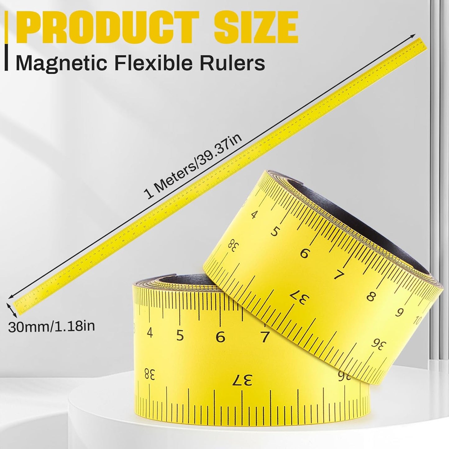 2 Reglas Magnéticas 39.37pulg Flexible Amarilla