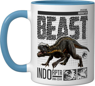 Taza de cerámica Indoraptor Jurassic World azul y blanco