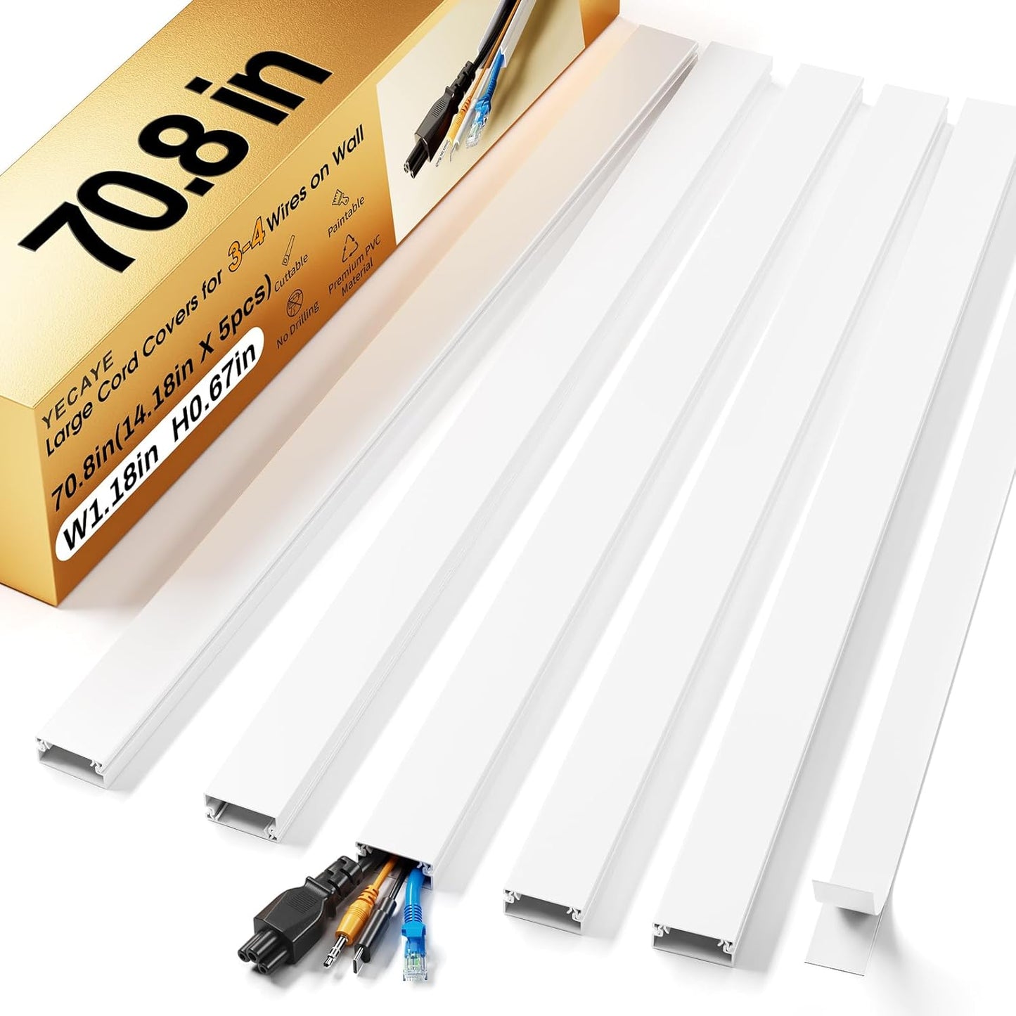 Cubridor de cables para TV 70.8pulg blanco