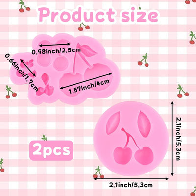 2 Moldes Silicona Cereza 3D para Fondant Cupcakes