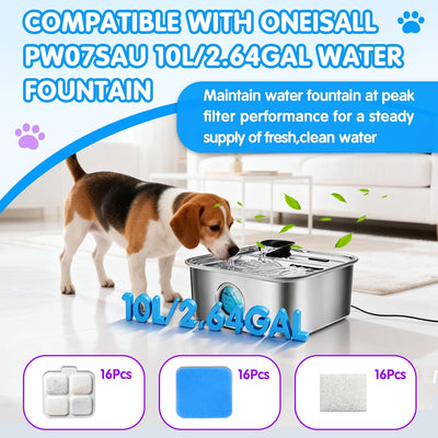Set 16 Filtros Repuesto Fuente Agua Perro Comp Oneisall PW07SAU