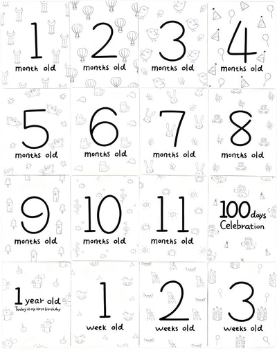 Tarjetas hitos bebé doble cara papel algodón neutro