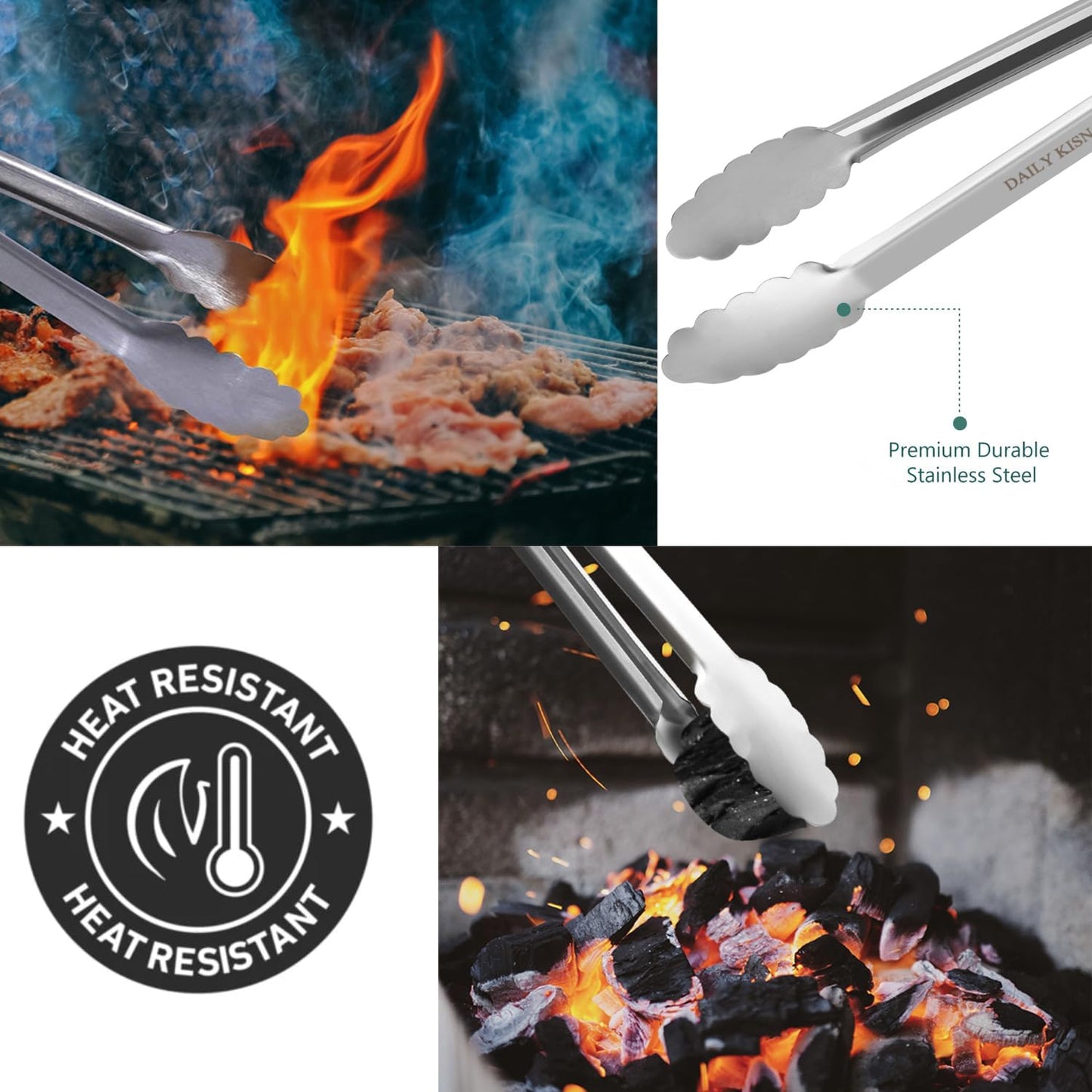 Pinzas BBQ acero inox 43cm 2 Pzas