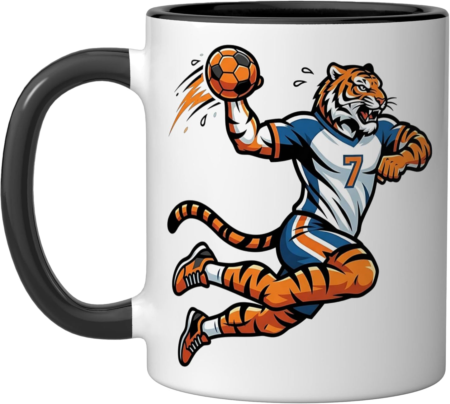 Taza cerámica Handball Tiger Jugador 7 Negro/Blanco