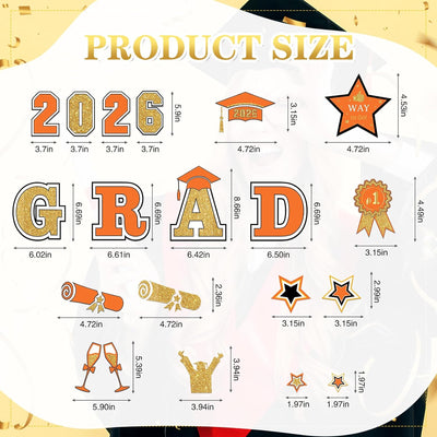 Juego de 20 imanes de graduación 2026 para auto, refrigerador y puerta