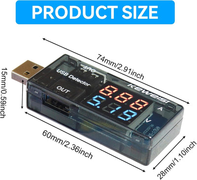 Probador USB multifuncional con pantalla LCD 3-20V 0-3A