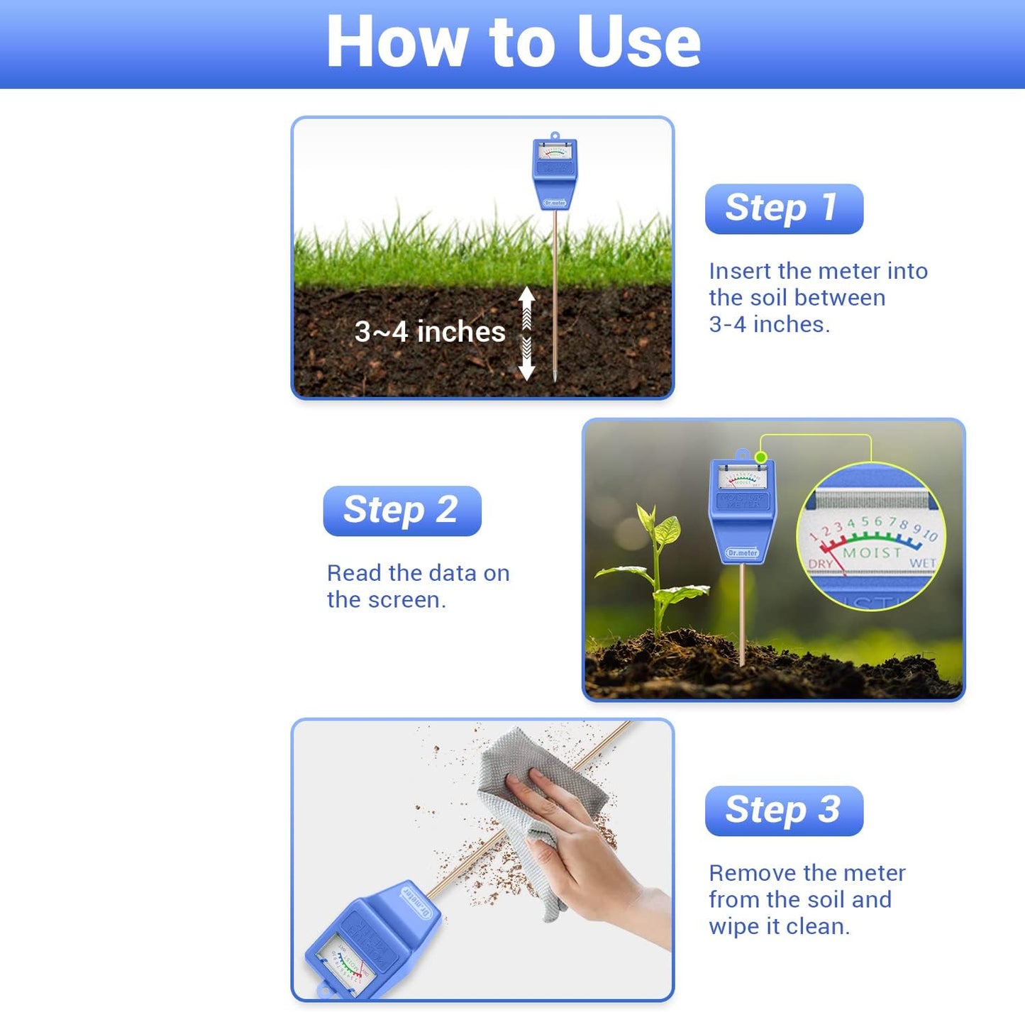 Medidor humedad suelo para plantas interior exterior