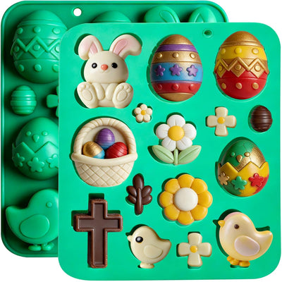 Moldes silicona 30 cavidades conejo y flores para chocolate Pascua