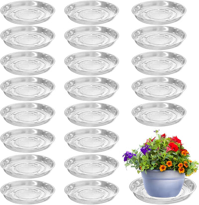20 Platillos Plástico Transparente 8pulg Redondos para Macetas