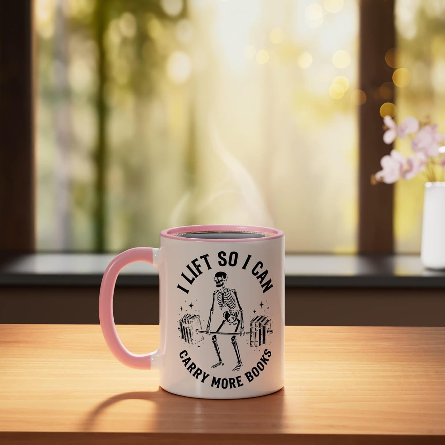 Taza Cerámica para Libros Rosa/Blanco