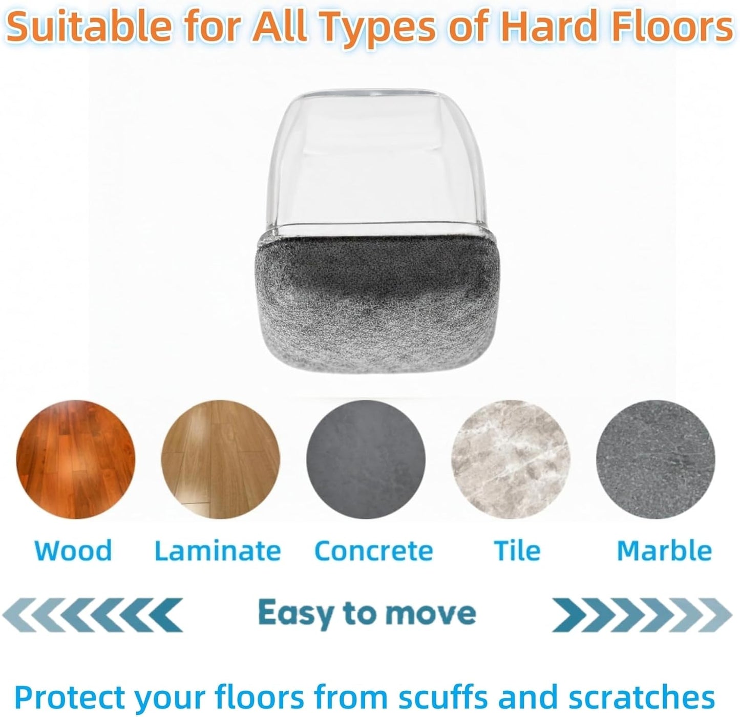 Protectores suelo cuadrados para patas silla