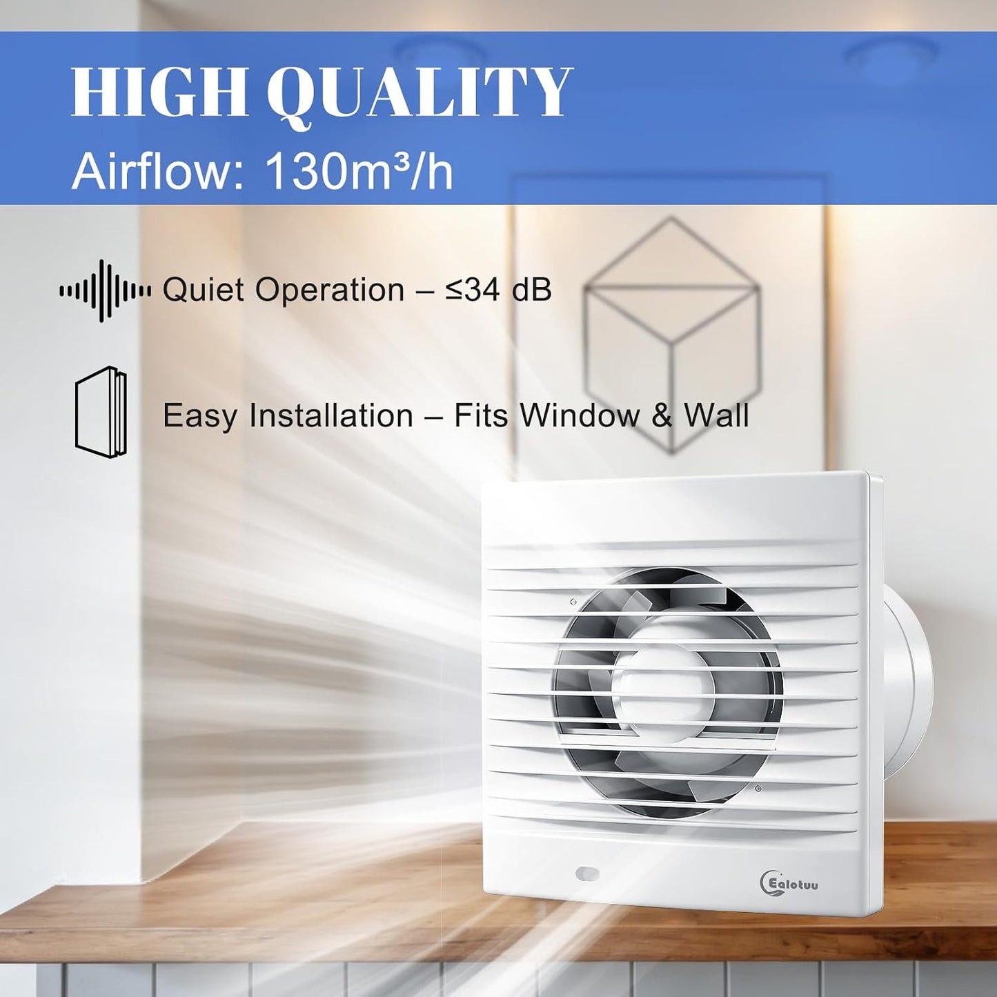 Extractor baño 4pulg ventilador pared 77CFM 12W