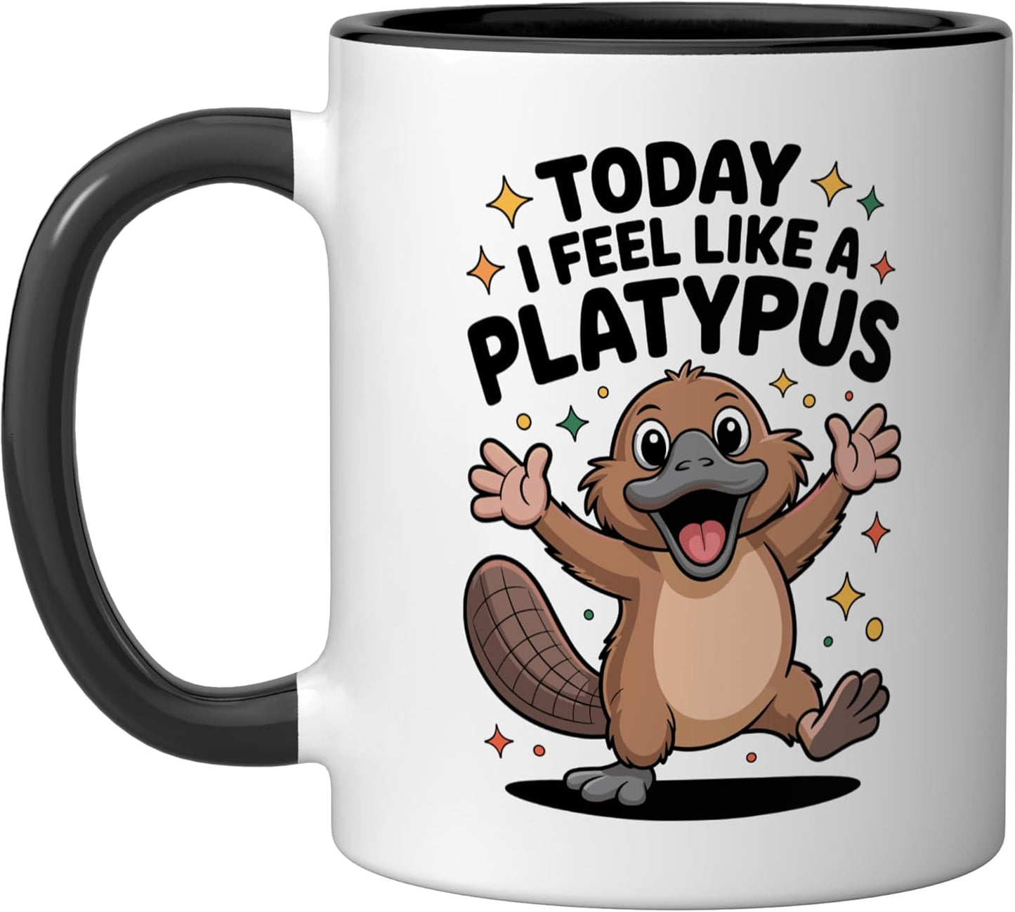 Taza cerámica australiana de platillo divertida negra/blanca