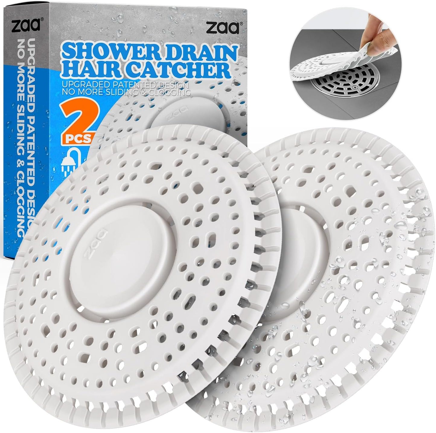 Recogedor pelo drenaje ducha pack 2 cubiertas silicona blanco