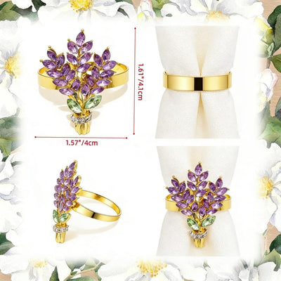 Set 6 Anillos Servilletas Lavanda para Fiesta Boda