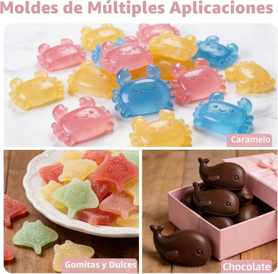 Bandeja cubos hielo silicona formas marinas rosa congelador cocina