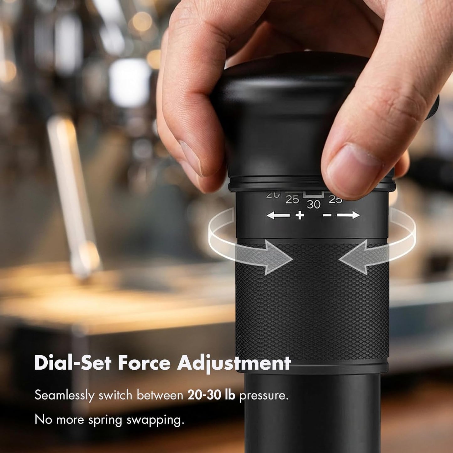 Tamper Espresso Ajustable 53.3mm Base Auto Nivelante