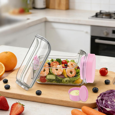 Tarro ensalada Mason 35oz con vaso aderezo y cuchara