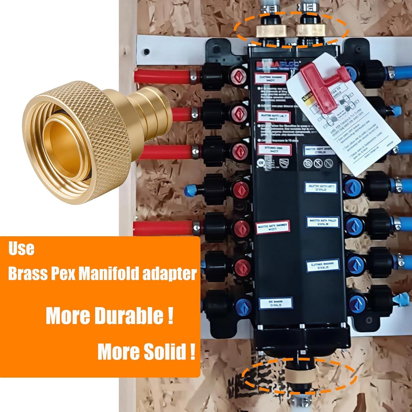 Set 4 Adaptadores Crimpado Latón Sin Pb PEX 3/4"x1 Comp. Viega
