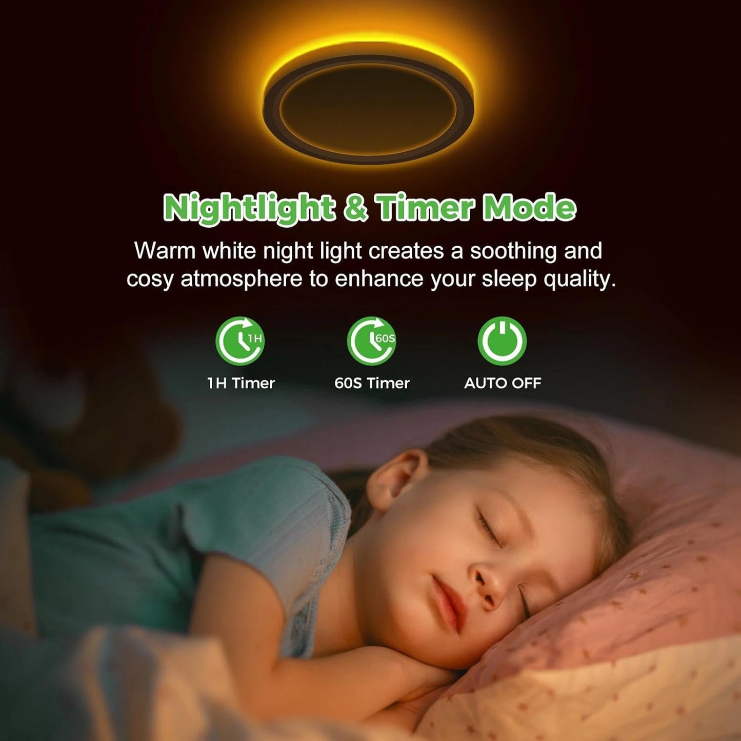 Lámpara techo LED 7pulg luz nocturna regulable